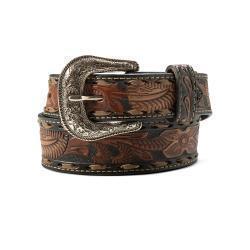 Ariat Boy's  Hand Tooled Floral Belt- Black/Brown