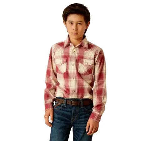 Ariat Boy's Hardwick Long Sleeve Retro Fit Shirt - Red