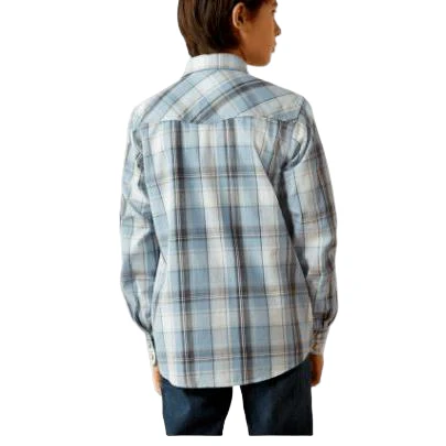 Ariat Boy's Hunter Retro Long Sleeve Fit Shirt - Light Blue - Image 2