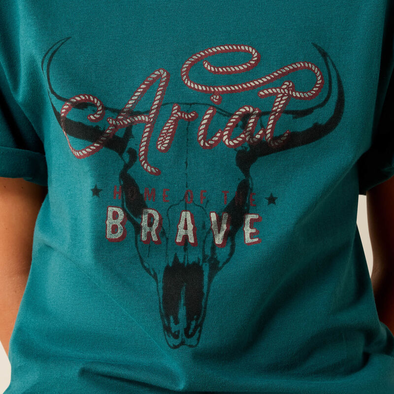 Ariat Boy's Cattle Skull Freedom Short Sleeve Tee Shirt - Mediterranean - Image 3