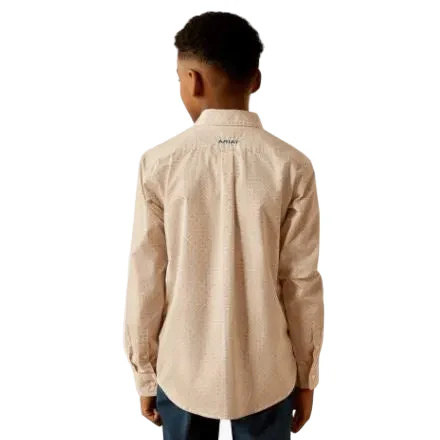 Ariat Boy's Long Sleeve Johnny Classic Fit Shirt- Light Brown - Image 2