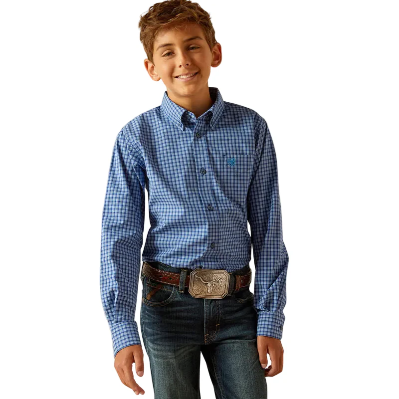Ariat Boy's Pro Perrin Long Sleeve Shirt - Blue