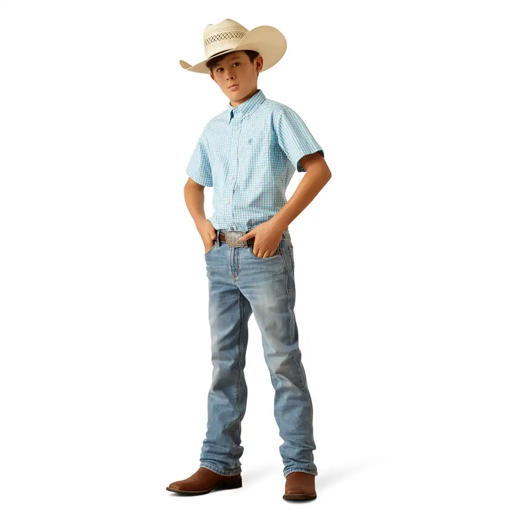 Ariat Boy's Pro Series Sloane Classic Fit Shirt - Light Blue - Image 4