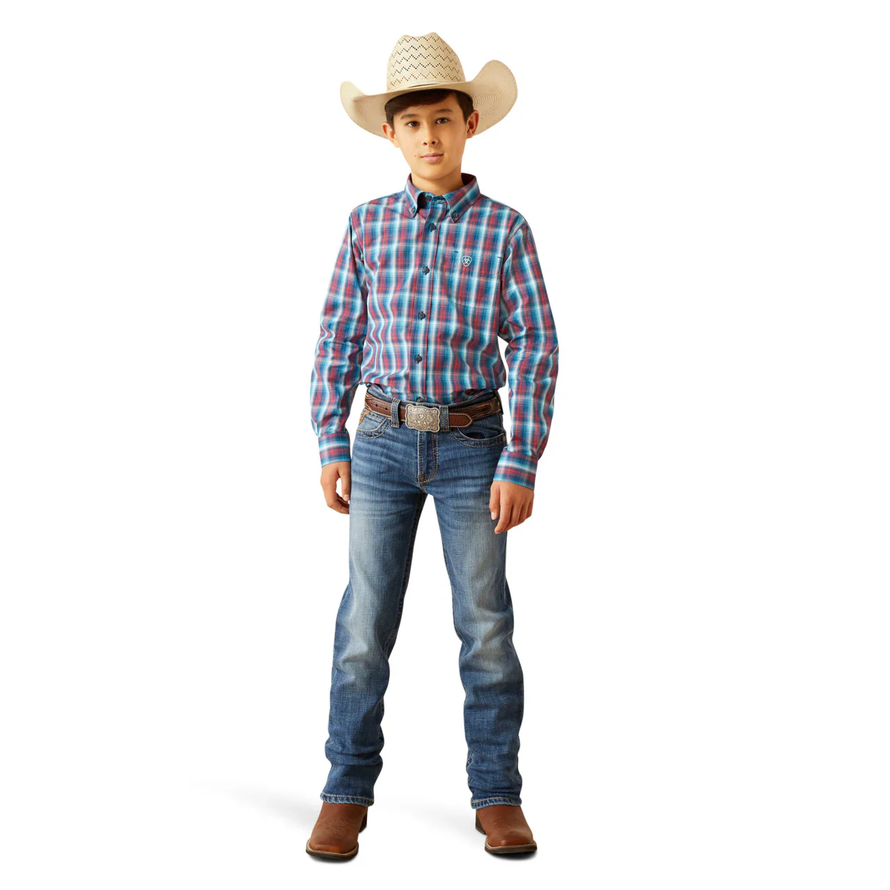 Ariat Boy's Pro Series Smith Classic Fit Shirt - Navy - Image 4