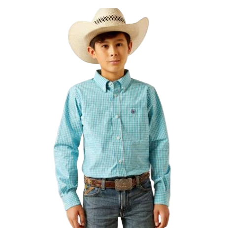 Ariat Boy's Pro Series Wilmer Classic Fit  Long Sleeve Shirt - Light Blue