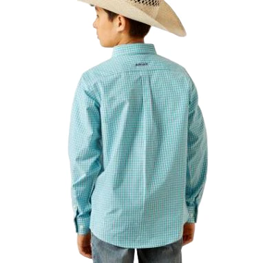 Ariat Boy's Pro Series Wilmer Classic Fit  Long Sleeve Shirt - Light Blue - Image 2