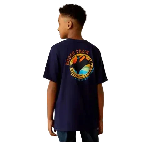 Ariat Boy's Short Sleeve Rough Draw Tee Shirt - Classic Blue - Image 2
