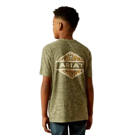 Ariat Boy's Short Sleeve Tree Bark Camo Charger Tee Shirt - Image 2