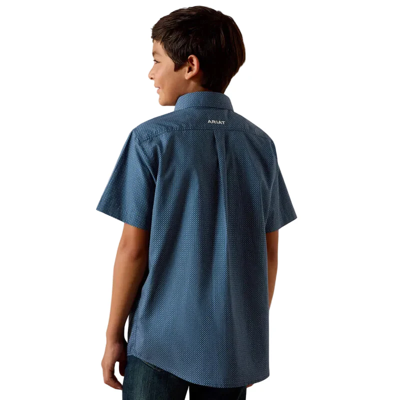 Ariat Boy's Storm Mini Geo Print Short Sleeve Shirt - Key Largo - Image 2