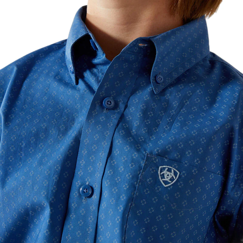 Ariat Boy's Stratford Classic Fit Long Sleeve Shirt - Royal Blue - Image 3