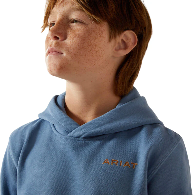Ariat Boy's Sun Valley Circle Hoodie - Coronet Blue - Image 3