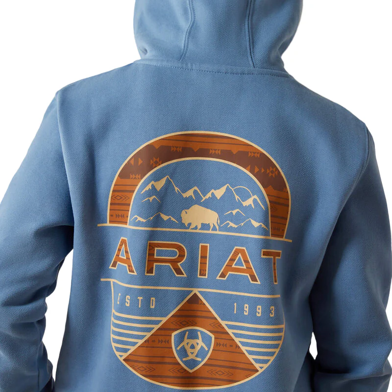 Ariat Boy's Sun Valley Circle Hoodie - Coronet Blue - Image 4