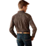 Ariat Boy's Team Oak Classic Fit Long Sleeve Shirt - Brown/Light Blue - Image 2