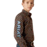 Ariat Boy's Team Oak Classic Fit Long Sleeve Shirt - Brown/Light Blue - Image 3
