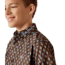 Ariat Boy's Team Oak Classic Fit Long Sleeve Shirt - Brown/Light Blue - Image 4