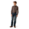 Ariat Boy's Team Oak Classic Fit Long Sleeve Shirt - Brown/Light Blue - Image 5