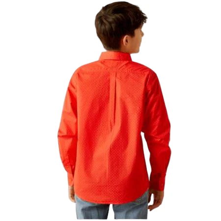 Ariat Boy's Waylen Long Sleeve Shirt - Red - Image 2