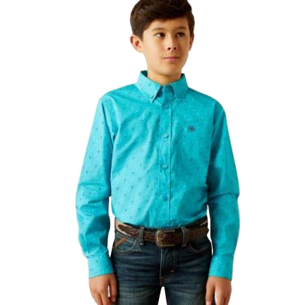 Ariat Boy's Willke Classic Fit Long Sleeve Shirt - Turquoise