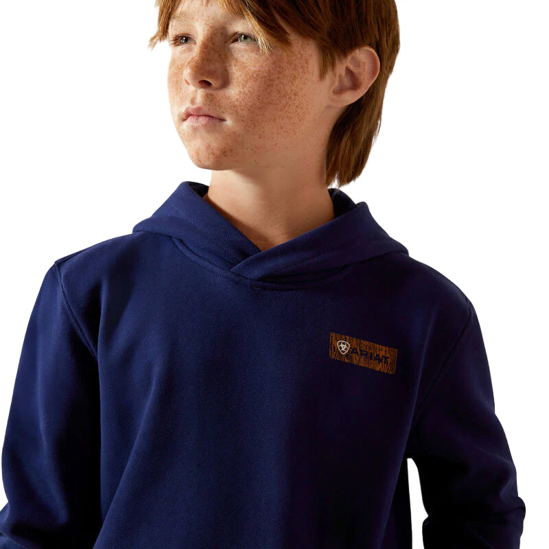 Ariat Boy's Woodshop Stack Hoodie - Navy - Image 3