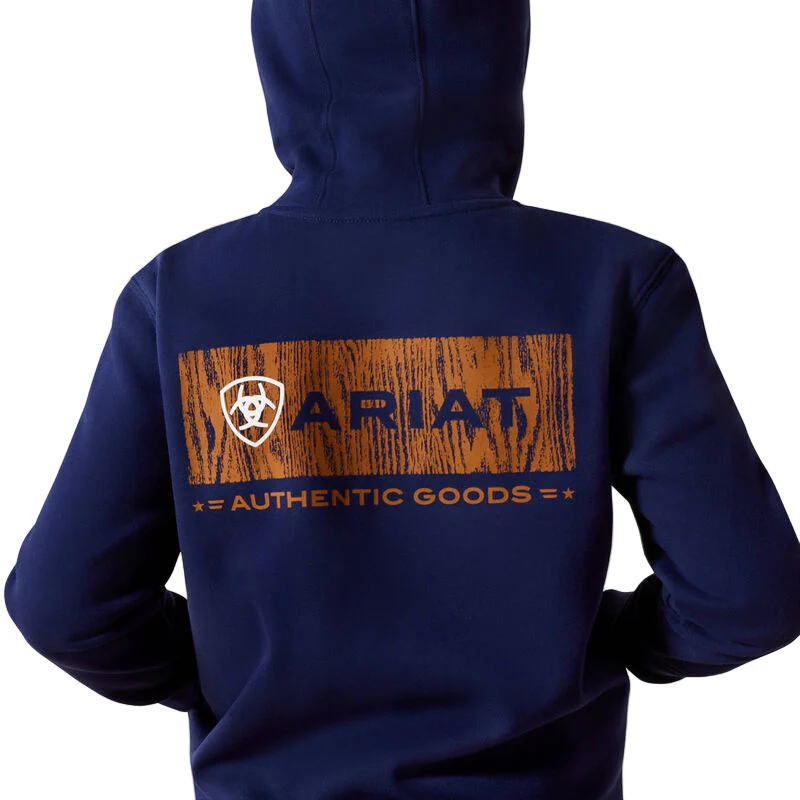 Ariat Boy's Woodshop Stack Hoodie - Navy - Image 4