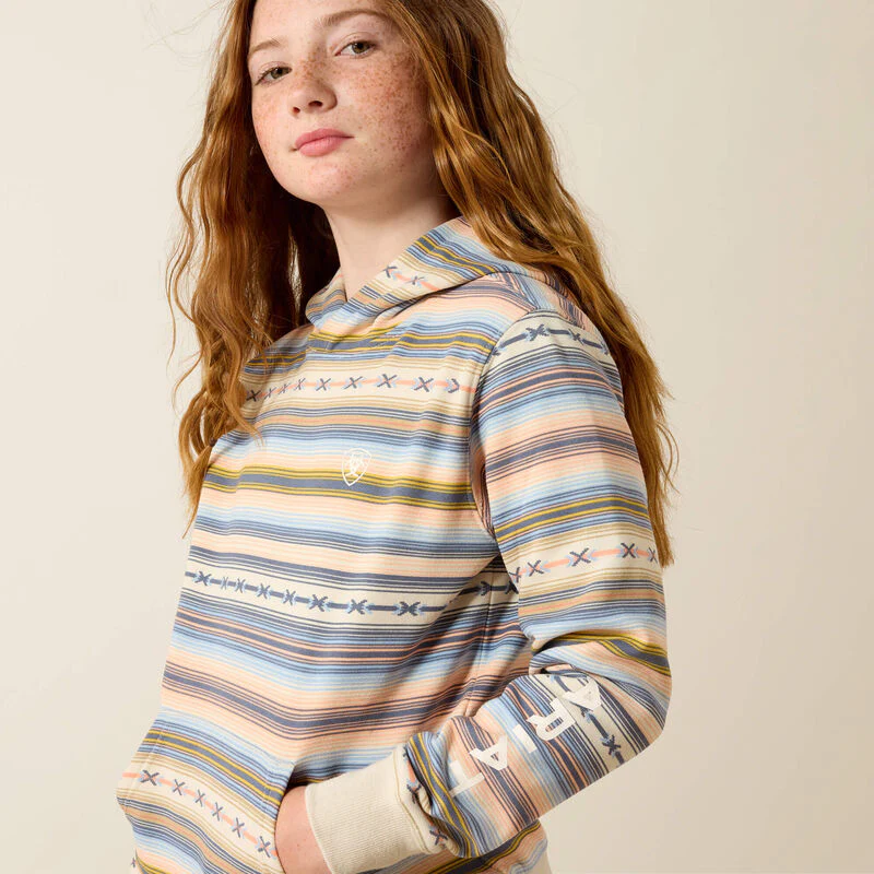 Ariat Girl's Ariat 2.0 Long Sleeve Hoodie - Multicolour Serape - Image 3
