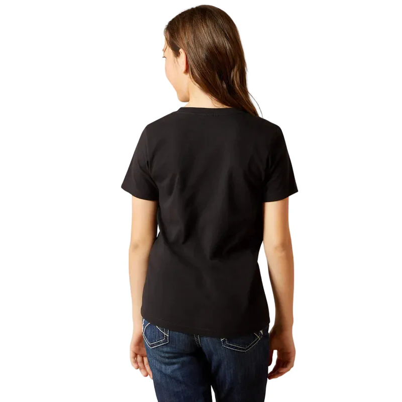 Ariat Girl's Ariat Boot Cloche Short Sleeve Tee Shirt- Black - Image 2