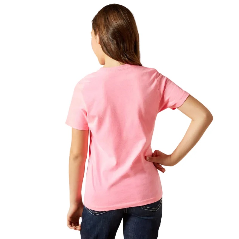 Ariat Girl's Spur Script Short Sleeve Tee Shirt - Pink Ice - Image 2