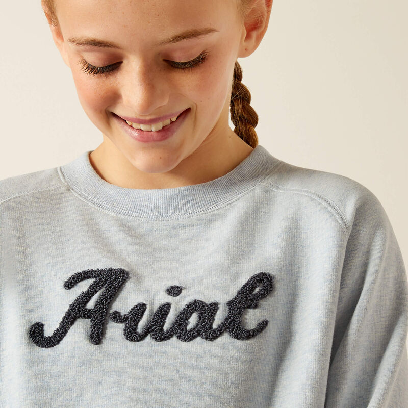 Ariat Girl's Benicia Sweatshirt - Cerulean Heather - Image 4