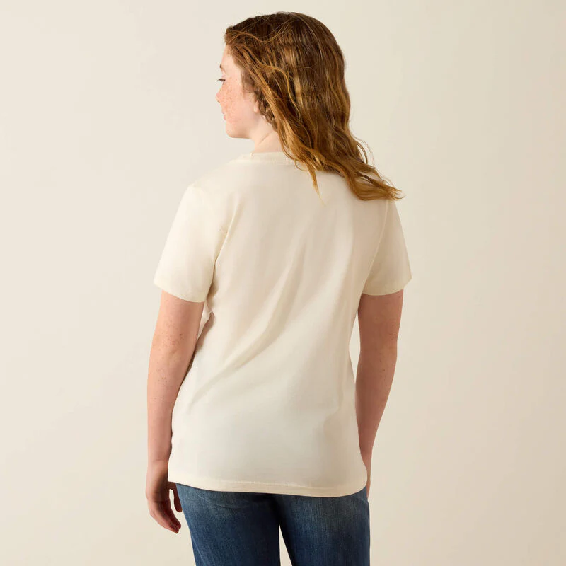 Ariat Girl's Cowgirl Vibes Short Sleeve Tee Shirt - Natural - Image 2