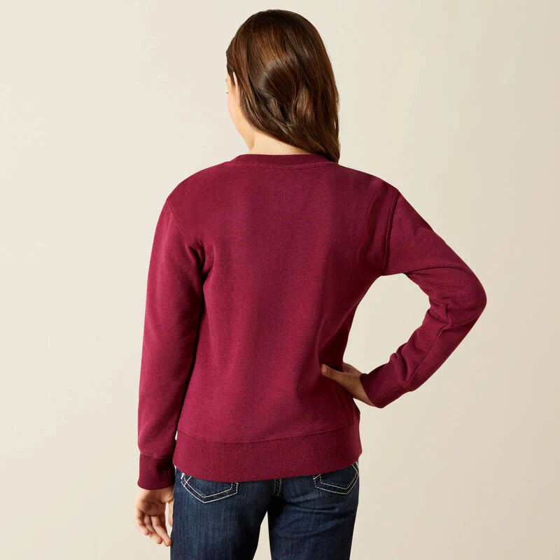 Ariat Girl's Emblem Sweatshirt - Heather - Image 2