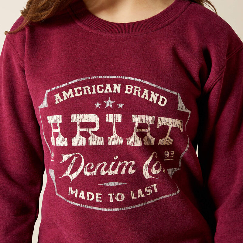 Ariat Girl's Emblem Sweatshirt - Heather - Image 3