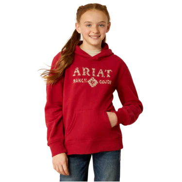 Ariat Girl's Ranch Goods Hoodie- Rio Red