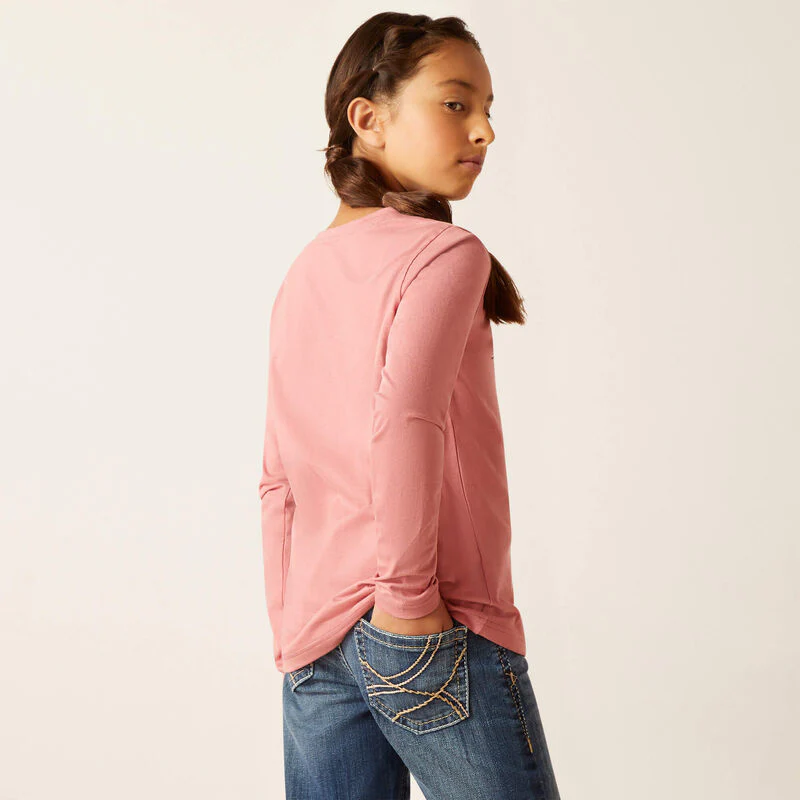 Ariat Girl's Flora Shirt - Dusty Rose - Image 2
