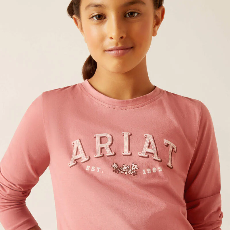 Ariat Girl's Flora Shirt - Dusty Rose - Image 3