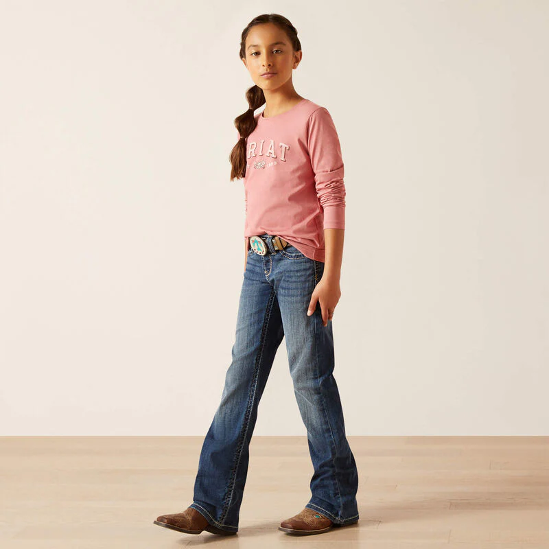 Ariat Girl's Flora Shirt - Dusty Rose - Image 4