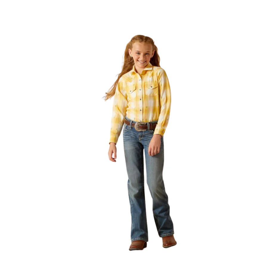Ariat Girl's Glenrock Snap Long Sleeve Shirt - Cactus Dobby