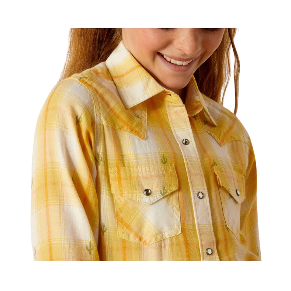 Ariat Girl's Glenrock Snap Long Sleeve Shirt - Cactus Dobby - Image 3