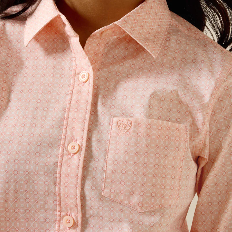 Ariat Girl's Kirby Long Sleeve Shirt - Tropical Peach Geo - Image 3