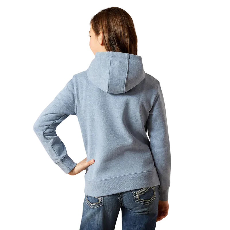 Ariat Girl's Long Sleeve Ariat 2.0 Hoodie - Vintage Indigo Heather - Image 2
