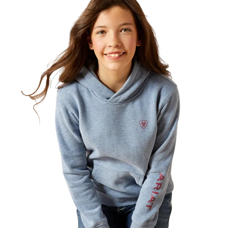Ariat Girl's Long Sleeve Ariat 2.0 Hoodie - Vintage Indigo Heather - Image 3