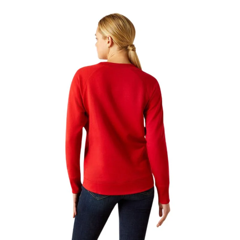 Ariat Women's Long Sleeve Benicia Team Sweatshirt- Red - Image 3