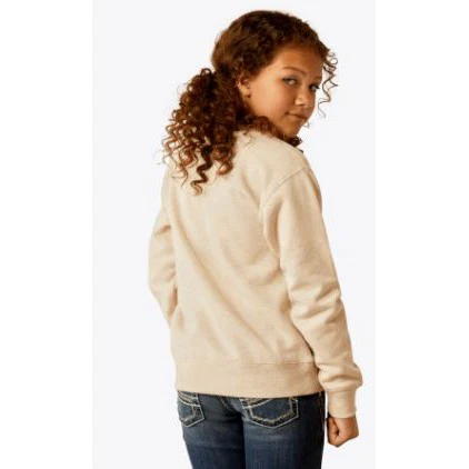 Ariat Girl's Long Sleeve Original Sweatshirt- Oatmeal Heather - Image 2
