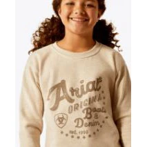 Ariat Girl's Long Sleeve Original Sweatshirt- Oatmeal Heather - Image 3