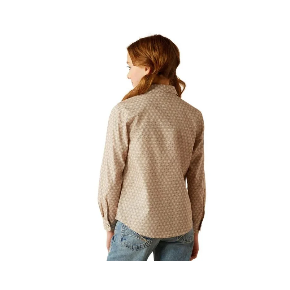 Ariat Girl's Bella Printed Snap Western Long Sleeve Shirt - Caidan Sea Spray - Image 2