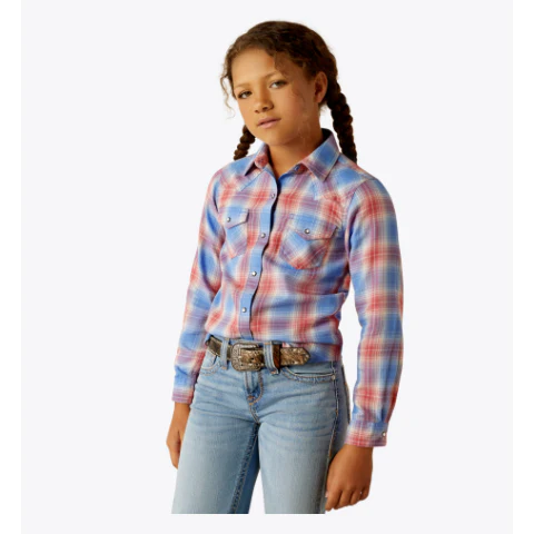 Ariat Girl's Sammy Snap Long Sleeve Shirt - Berry Plaid