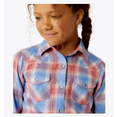 Ariat Girl's Sammy Snap Long Sleeve Shirt - Berry Plaid - Image 2