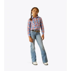 Ariat Girl's Sammy Snap Long Sleeve Shirt - Berry Plaid - Image 4