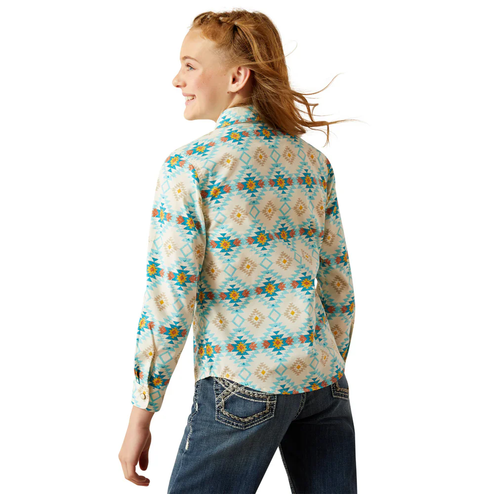 Ariat Girl's Remy Snap Long Sleeve Shirt - Cayo Print - Image 2