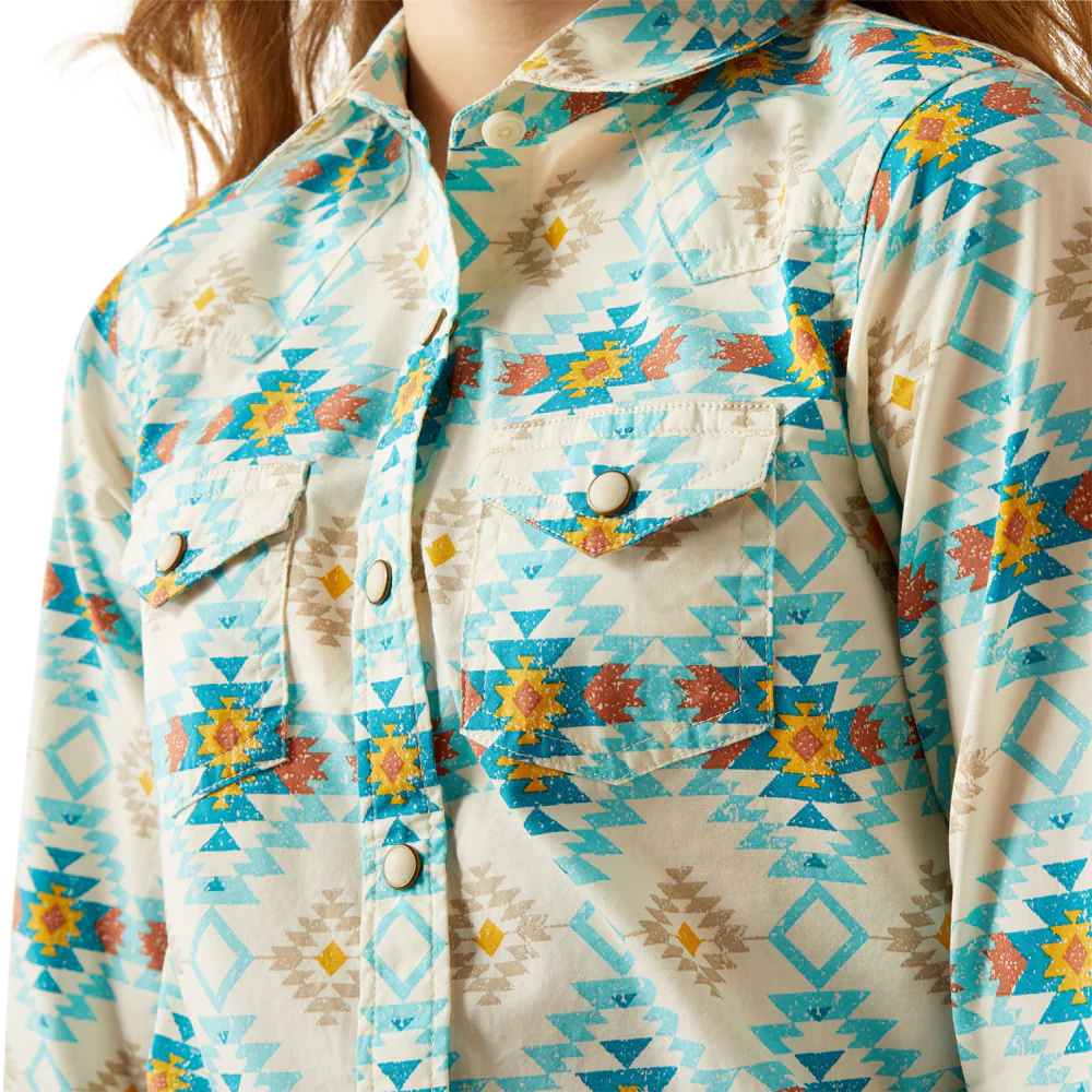 Ariat Girl's Remy Snap Long Sleeve Shirt - Cayo Print - Image 3