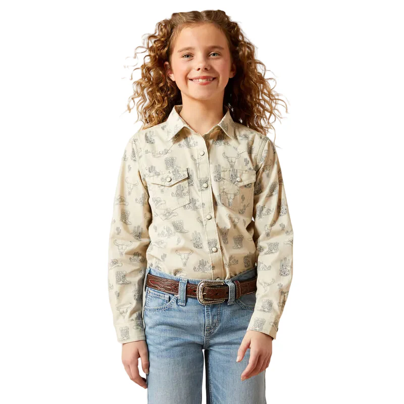 Ariat Girl's Mila Long Sleeve Snap Shirt - Desert Print